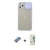 MARSİLYAN™- iPhone 11 Pro Max Kılıf Vadi Çizgi - Siyah 20D Premium Cam Ekran Koruyucu + Shine Kamera Lens Koruma Cam - GS