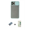 MARSİLYAN™- iPhone 11 Pro Max Kılıf Vadi Çizgi - Siyah 20D Premium Cam Ekran Koruyucu + Shine Kamera Lens Koruma Cam - PE