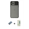 MARSİLYAN™- iPhone 11 Pro Max Kılıf Vadi Çizgi - Siyah 20D Premium Cam Ekran Koruyucu + Shine Kamera Lens Koruma Cam - PE
