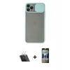 MARSİLYAN™- iPhone 11 Pro Max Kılıf Vadi Çizgi - Siyah 34D Hayalet Izgaralı Cam + Kamera Lens Koruma Cam - SF