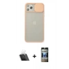 MARSİLYAN™- iPhone 11 Pro Max Kılıf Vadi Çizgi - Siyah 34D Hayalet Izgaralı Cam + Kamera Lens Koruma Cam - SF