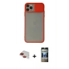 MARSİLYAN™- iPhone 11 Pro Max Kılıf Vadi Çizgi - Siyah 34D Hayalet Izgaralı Cam + Pers Alüminyum Kamera Lens - KI