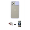 MARSİLYAN™- iPhone 11 Pro Max Kılıf Vadi Çizgi - Siyah 34D Hayalet Izgaralı Cam + Pers Alüminyum Kamera Lens - KI