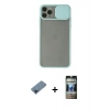 MARSİLYAN™- iPhone 11 Pro Max Kılıf Vadi Çizgi - Siyah 34D Hayalet Izgaralı Cam + Metal Kamera Lens Koruma Cam - MI