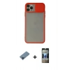MARSİLYAN™- iPhone 11 Pro Max Kılıf Vadi Çizgi - Siyah 34D Hayalet Izgaralı Cam + Metal Kamera Lens Koruma Cam - MI