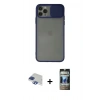 MARSİLYAN™- iPhone 11 Pro Max Kılıf Vadi Çizgi - Siyah 34D Hayalet Izgaralı Cam + Pers Alüminyum Kamera Lens - LT