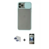 MARSİLYAN™- iPhone 11 Pro Max Kılıf Vadi Çizgi - Siyah 34D Hayalet Izgaralı Cam + Pers Alüminyum Kamera Lens - LT