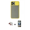MARSİLYAN™- iPhone 11 Pro Max Kılıf Vadi Çizgi - Siyah 34D Hayalet Izgaralı Cam + Pers Alüminyum Kamera Lens - KI