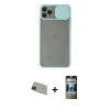 MARSİLYAN™- iPhone 11 Pro Max Kılıf Vadi Çizgi - Siyah 34D Hayalet Izgaralı Cam + Rainbow Kamera Lens Koruma Cam - YL