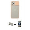 MARSİLYAN™- iPhone 11 Pro Max Kılıf Vadi Çizgi - Siyah 34D Hayalet Izgaralı Cam + Rainbow Kamera Lens Koruma Cam - GD