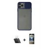 MARSİLYAN™- iPhone 11 Pro Max Kılıf Vadi Çizgi - Siyah 34D Hayalet Izgaralı Cam + Şeffaf Kamera Lens Koruma Cam