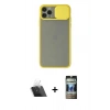 MARSİLYAN™- iPhone 11 Pro Max Kılıf Vadi Çizgi - Siyah 34D Hayalet Izgaralı Cam + Şeffaf Kamera Lens Koruma Cam