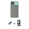 MARSİLYAN™- iPhone 11 Pro Max Kılıf Vadi Çizgi - Siyah 34D Hayalet Izgaralı Cam + Shine Kamera Lens Koruma Cam - GI