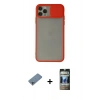MARSİLYAN™- iPhone 11 Pro Max Kılıf Vadi Çizgi - Siyah 34D Hayalet Izgaralı Cam + Shine Kamera Lens Koruma Cam - SABE