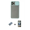 MARSİLYAN™- iPhone 11 Pro Max Kılıf Vadi Çizgi - Siyah 34D Hayalet Izgaralı Cam + Shine Kamera Lens Koruma Cam - SABE