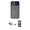 MARSİLYAN™- iPhone 11 Pro Max Kılıf Vadi Çizgi - Siyah 34D Hayalet Izgaralı Cam + Pers Alüminyum Kamera Lens - SH