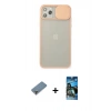 MARSİLYAN™- iPhone 11 Pro Max Kılıf Vadi Çizgi - Siyah 34D Izgaralı Cam + Metal Kamera Lens Koruma Cam - AKYL