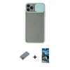 MARSİLYAN™- iPhone 11 Pro Max Kılıf Vadi Çizgi - Siyah 34D Izgaralı Cam + Metal Kamera Lens Koruma Cam - MR