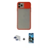 MARSİLYAN™- iPhone 11 Pro Max Kılıf Vadi Çizgi - Siyah 34D Izgaralı Cam + Pers Alüminyum Kamera Lens - LT