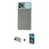 MARSİLYAN™- iPhone 11 Pro Max Kılıf Vadi Çizgi - Siyah 34D Izgaralı Cam + Rainbow Kamera Lens Koruma Cam - YL