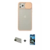 MARSİLYAN™- iPhone 11 Pro Max Kılıf Vadi Çizgi - Siyah 34D Izgaralı Cam + Rainbow Kamera Lens Koruma Cam - YL