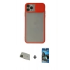 MARSİLYAN™- iPhone 11 Pro Max Kılıf Vadi Çizgi - Siyah 34D Izgaralı Cam + Rainbow Kamera Lens Koruma Cam - YL
