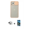 MARSİLYAN™- iPhone 11 Pro Max Kılıf Vadi Çizgi - Siyah 34D Izgaralı Cam + Siyah Pers Alüminyum Kamera Lens