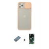 MARSİLYAN™- iPhone 11 Pro Max Kılıf Vadi Çizgi - Siyah 360 Mat Full Body Arka Koruyucu + Metal Kamera Lens Koruma Cam - AKYL