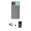 MARSİLYAN™- iPhone 11 Pro Max Kılıf Vadi Çizgi - Siyah 360 Mat Full Body Arka Koruyucu + Pers Alüminyum Kamera Lens - KI