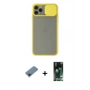 MARSİLYAN™- iPhone 11 Pro Max Kılıf Vadi Çizgi - Siyah 360 Mat Full Body Arka Koruyucu + Metal Kamera Lens Koruma Cam - MI
