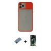 MARSİLYAN™- iPhone 11 Pro Max Kılıf Vadi Çizgi - Siyah 360 Mat Full Body Arka Koruyucu + Metal Kamera Lens Koruma Cam - MI