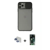 MARSİLYAN™- iPhone 11 Pro Max Kılıf Vadi Çizgi - Siyah 360 Mat Full Body Arka Koruyucu + Pers Alüminyum Kamera Lens - LT