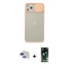 MARSİLYAN™- iPhone 11 Pro Max Kılıf Vadi Çizgi - Siyah 360 Mat Full Body Arka Koruyucu + Pers Alüminyum Kamera Lens - LT
