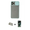 MARSİLYAN™- iPhone 11 Pro Max Kılıf Vadi Çizgi - Siyah 360 Mat Full Body Arka Koruyucu + Rainbow Kamera Lens Koruma Cam - GD