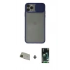 MARSİLYAN™- iPhone 11 Pro Max Kılıf Vadi Çizgi - Siyah 360 Mat Full Body Arka Koruyucu + Rainbow Kamera Lens Koruma Cam - YL