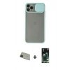 MARSİLYAN™- iPhone 11 Pro Max Kılıf Vadi Çizgi - Siyah 360 Mat Full Body Arka Koruyucu + Rainbow Kamera Lens Koruma Cam - YL