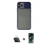 MARSİLYAN™- iPhone 11 Pro Max Kılıf Vadi Çizgi - Siyah 360 Mat Full Body Arka Koruyucu + Kamera Lens Koruma Cam - SF