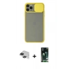 MARSİLYAN™- iPhone 11 Pro Max Kılıf Vadi Çizgi - Siyah 360 Mat Full Body Arka Koruyucu + Siyah Pers Alüminyum Kamera Lens