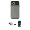 MARSİLYAN™- iPhone 11 Pro Max Kılıf Vadi Çizgi - Siyah 360 Mat Full Body Arka Koruyucu + Siyah Pers Alüminyum Kamera Lens
