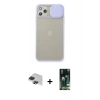 MARSİLYAN™- iPhone 11 Pro Max Kılıf Vadi Çizgi - Siyah 360 Mat Full Body Arka Koruyucu + Siyah Pers Alüminyum Kamera Lens
