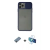 MARSİLYAN™- iPhone 11 Pro Max Kılıf Vadi Çizgi - Siyah 3D Antistatik Cam Ekran Koruyucu + Shine Kamera Lens Koruma Cam - GI
