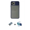 MARSİLYAN™- iPhone 11 Pro Max Kılıf Vadi Çizgi - Siyah 3D Antistatik Cam Ekran Koruyucu + Shine Kamera Lens Koruma Cam - GD