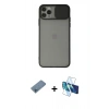 MARSİLYAN™- iPhone 11 Pro Max Kılıf Vadi Çizgi - Siyah 3D Antistatik Cam Ekran Koruyucu + Shine Kamera Lens Koruma Cam - MI