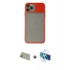 MARSİLYAN™- iPhone 11 Pro Max Kılıf Vadi Çizgi - Siyah 3D Antistatik Cam Ekran Koruyucu + Rainbow Kamera Lens Koruma Cam - GD