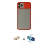 MARSİLYAN™- iPhone 11 Pro Max Kılıf Vadi Çizgi - Siyah 3D Antistatik Cam Ekran Koruyucu + Renkli Kamera Lens Koruma Cam - SI