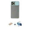 MARSİLYAN™- iPhone 11 Pro Max Kılıf Vadi Çizgi - Siyah 3D Antistatik Cam Ekran Koruyucu + Renkli Kamera Lens Koruma Cam - SI