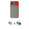 MARSİLYAN™- iPhone 11 Pro Max Kılıf Vadi Çizgi - Siyah 3D Antistatik Cam Ekran Koruyucu + Pers Alüminyum Kamera Lens - SH