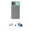 MARSİLYAN™- iPhone 11 Pro Max Kılıf Vadi Çizgi - Siyah 3D Antistatik Cam Ekran Koruyucu + Renkli Kamera Lens Koruma Cam - YL