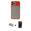 MARSİLYAN™- iPhone 11 Pro Max Kılıf Vadi Çizgi - Siyah 3D Antistatik Hayalet Cam Ekran Koruyucu + Rainbow Kamera Lens Koruma Cam - GD