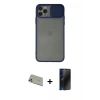 MARSİLYAN™- iPhone 11 Pro Max Kılıf Vadi Çizgi - Siyah 3D Antistatik Hayalet Cam Ekran Koruyucu + Rainbow Kamera Lens Koruma Cam - GD